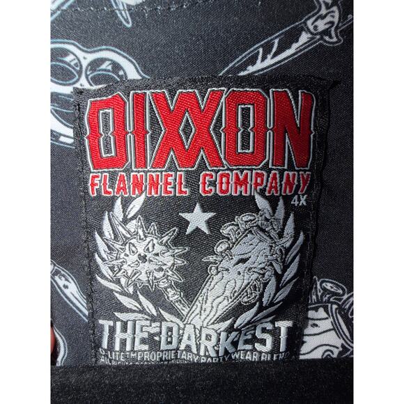 Dixxon Big Men's The Darkest Flannel Button Up Party Shirt Black & White Size 4X - Picture 6 of 8